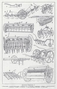Landbruksredskaper (litho) av English School