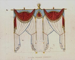 Alkovevindusgardiner, plate 141 fra Ackermann