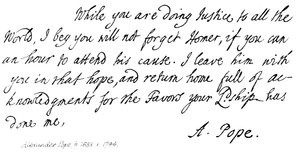 Alexander Pope (1688-1744), brev til jarl Halifax, 1714 av English School