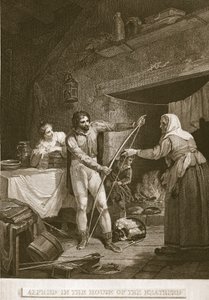 Alfred in the House of the Neatherd, illustrasjon fra David Humes The History of England, pub. av R. Bowyer, London, 1812 av English School