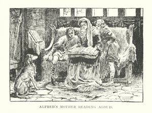 Alfreds mor leser høyt (gravering) av English School