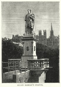 Allan Ramsays statue (gravering) av English School