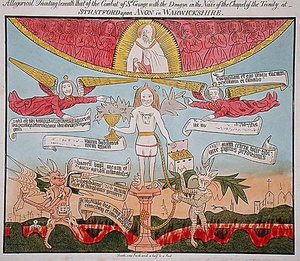 Allegorisk maleri under det av St. George med dragen i kirkeskipet til Treenighetens kapell, fra 