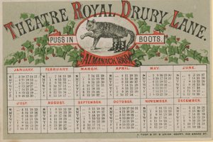 Almanack fra 1869, utstedt av Theatre Royal Drury Lane av English School