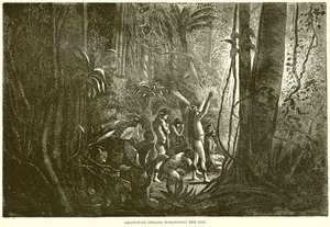 Amazonas-indianere som tilber solen