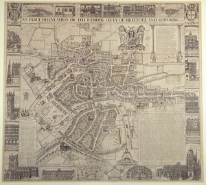 "An Exact Delineation of the Famous City of Bristol and Suburbs", av James Millerd, pub.1673 av English School