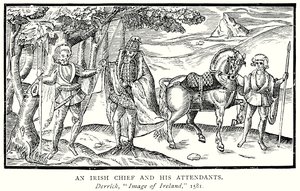 En irsk høvding og hans tjenere (gravering) av English School