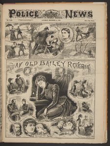 En Old Bailey-dagdrøm, fra The Illustrated Police News, lørdag 6. desember 1890 (avispapir) av English School