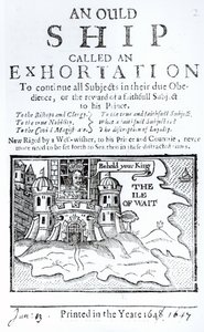 Et gammelt skip kalt en formaning, Charles I fengslet ved Carisbrooke Castle på Isle of Wight, ca. 1647 av English School