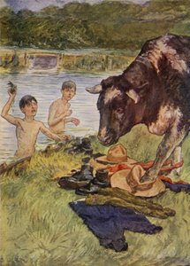 En uforutsett besøkende (farge litho) av English School