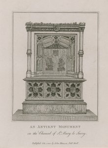 Et gammelt monument i koret til St Mary le Savoy av English School