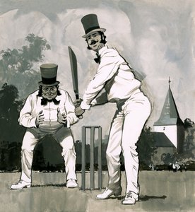 En tidlig viktoriansk cricketspiller av English School