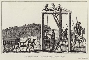 En henrettelse i Tybourne rundt 1630 (lito) av English School