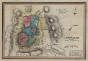Det gamle Jerusalem med landet Moriah (farget gravering) av English School