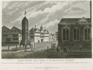 Gamle nordøstutsikt over Bishopsgate Street av English School