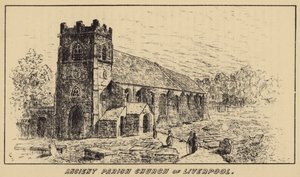 Ancient Parish Church of Liverpool (gravering) av English School