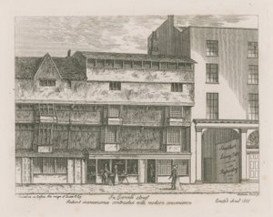 Gammel bekvemmelighet kontrasterte med moderne bekvemmelighet i Gosnell Street, Finsbury av English School
