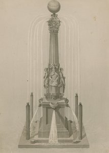 Gammel urskive og fontene, reist i 1656 ved Leadenhall Corner, London av English School
