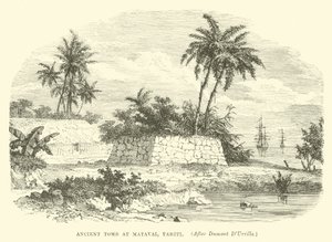 Gammel grav i Matavai, Tahiti, etter Dumont DUrville av English School