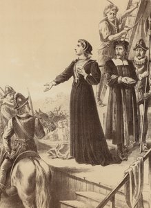 Ann Line, "Hun erklærte for de som står forbi med høy stemme" (litho) av English School
