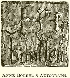 Anne Boleyns autograf av English School