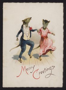 Antropomorfe mus som danser (chromolitho) av English School