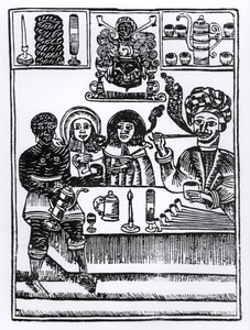 Anti-røykehefte (tresnitt) (bw-bilde) av English School
