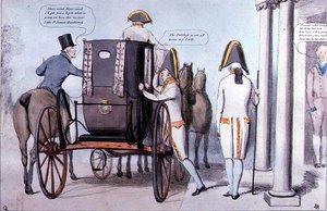Forventning eller Dronning Sarahs besøk til Bushy, pub. 1830 (fargegravering) av English School
