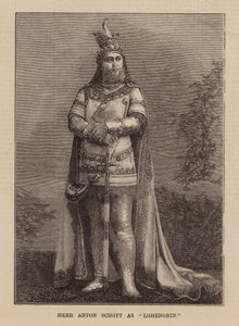 Anton Schott som Lohengrin (gravering) av English School