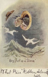 quot;Enhver havn i en stormquot; (fargelitografi) av English School