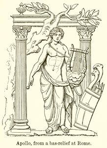 Apollo, fra et bas-relieff i Roma av English School