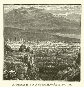 Tilnærming til Antiokia, Apostlenes gjerninger, xv, 30 (gravering) av English School