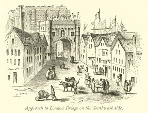 Tilnærming til London Bridge på Southwark-siden av English School
