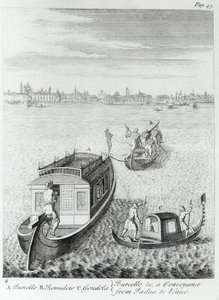 Nærmer seg Venezia med vann fra Padua, fra noen observasjoner gjort under reiser gjennom Frankrike, Italia osv. i årene 1720-22 av Edward Wright, publisert 1730 av English School