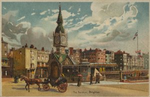 Akvarium, Brighton, Sussex (farge litho) av English School