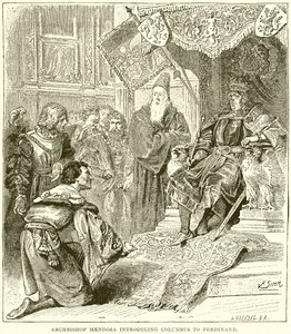 Erkebiskop Mendoza introduserer Columbus for Ferdinand av English School