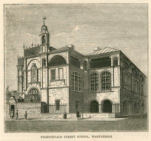 Architektur der London School Board: Nightingale Street School, Marylebone, London von English School