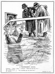 Aristide Briand og Lloyd George håner det druknende Tyskland, desember 1921 av English School