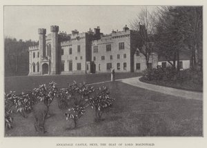 Armadale Castle, Skye, setet til Lord Macdonald (litho) av English School