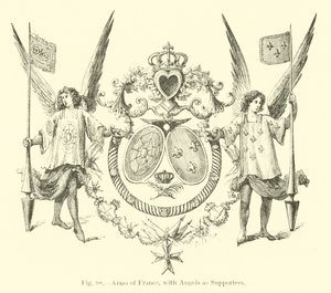Arms of France, med engler som støttespillere av English School