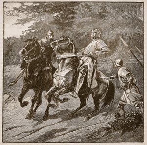 Arrestasjon av kong Richard, illustrasjon fra Cassells Illustrated History of England (sepia-foto) av English School