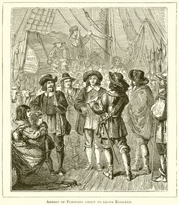 Arrestasjon av puritanere i ferd med å forlate England av English School