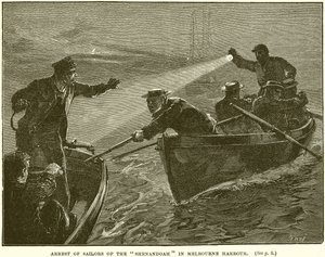 Arrestasjon av Sailors of the Shenandoah i Melbourne havn av English School