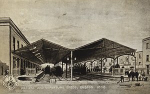 Ankomst- og avgangsskur, Euston 1838 av English School