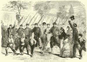 Ankomst til Paris av prøyssiske fanger etter slaget før Bagneux, oktober 1870 av English School