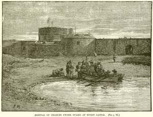 Ankomst av Charles under vakt på Hurst Castle av English School