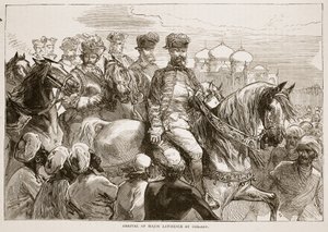 Major Lawrences ankomst til Coilady, illustrasjon fra Cassells Illustrated History of India av James Grant, pub. 1879 av English School