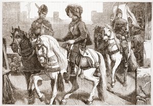 Ankomst av hussittiske representanter til Basel, illustrasjon fra The History of Protestantism av James Aitken Wylie (1808-1890), pub. 1878 av English School