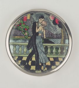 Art Deco Dancers Powder Compact, laget av Stratnoid, 1920-30 (emalje) av English School