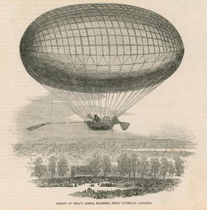 Ascent of Bells antennemaskin fra Vauxhall Gardens, London av English School